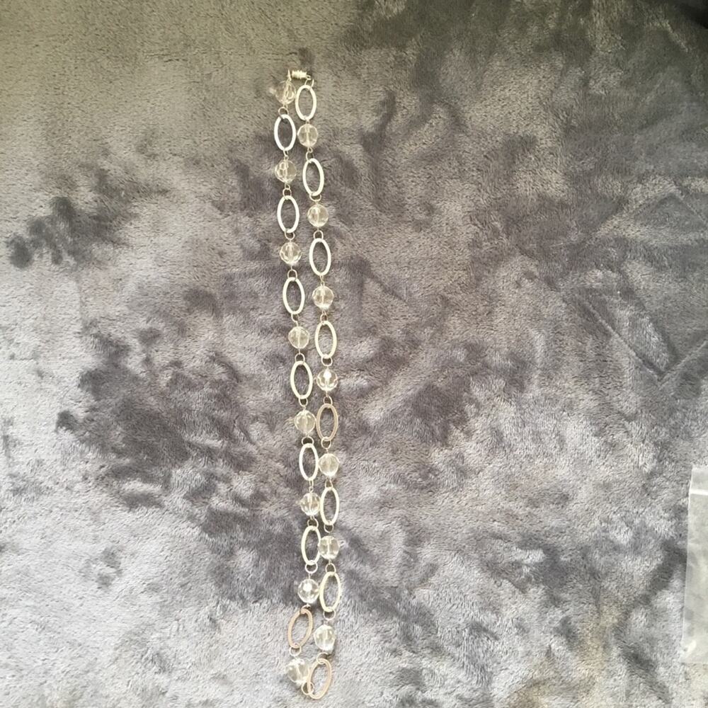 Silver Oval Chain-link Crystals Set